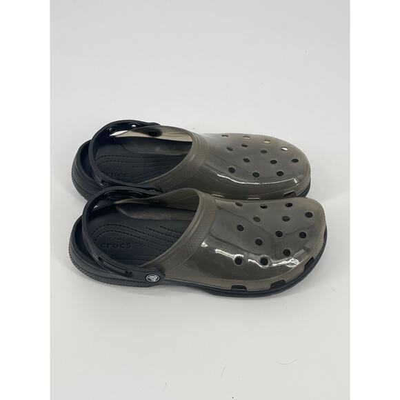 Crocs Classic Translucent Clogs Men’s Size 11 Black‎ Transparent Shoes Comfort - Picture 1 of 6